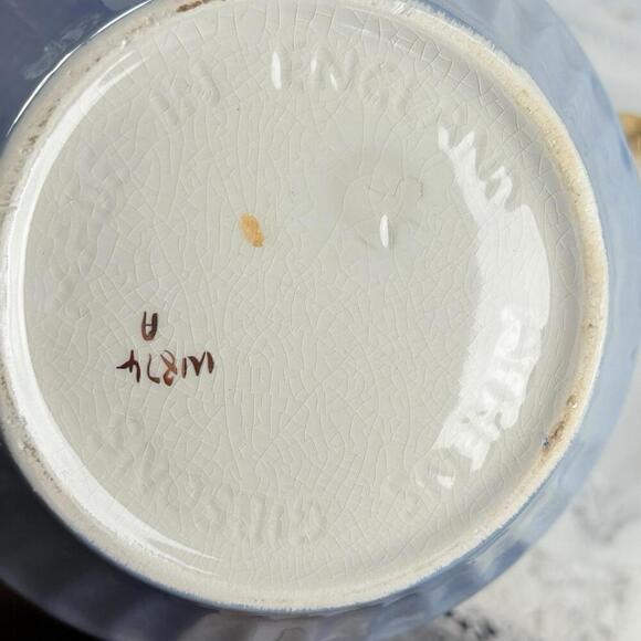 Vintage White Blue Gold Gibson  & Sons Teapot England‎ Tea Pot Beehive Shape - Picture 11 of 11